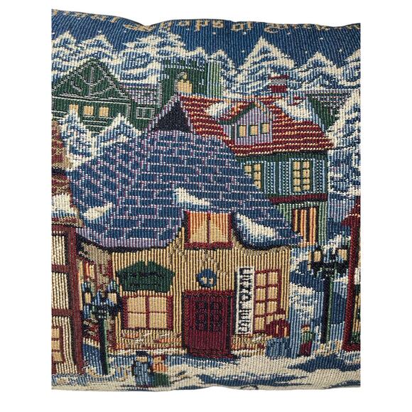 Department 56 Goodwin Weavers Dickens Snow Village Shops Tapestry Pillow - Picture 3 of 10